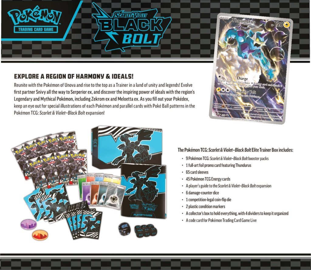 Pokemon - TCG - Black Bolt Elite Trainer Box (Preorder 18 July) - EJ Cards