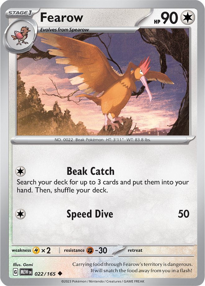 #022/165 - Fearow - Reverse Holo - 151 - EJ Cards