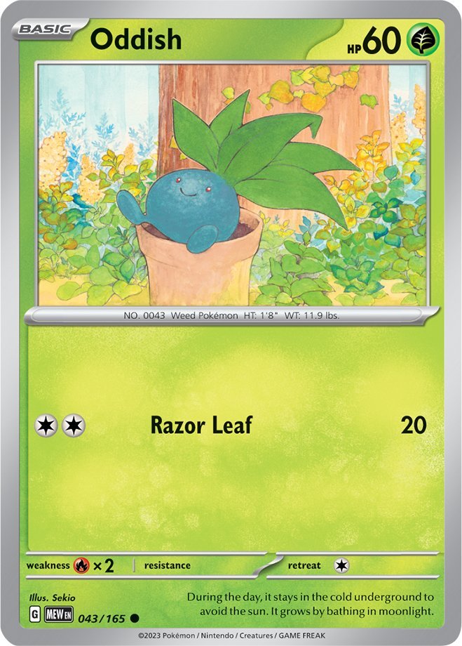 #043/165 - Oddish - Reverse Holo - 151 - EJ Cards