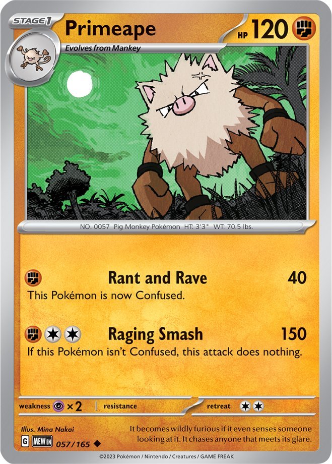#057/165 - Primeape - Reverse Holo - 151 - EJ Cards