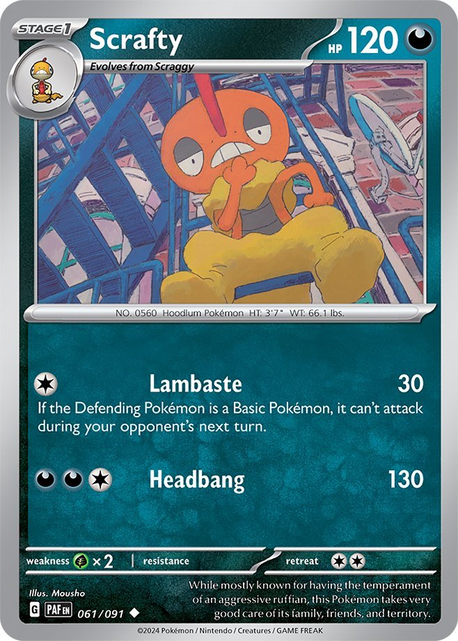 #061/091 - Scrafty - Reverse Holo - Paldean Fates - EJ Cards