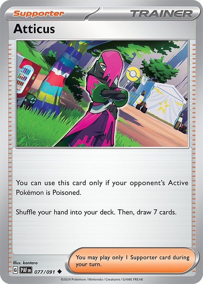 #077/091 - Atticus - Reverse Holo - Paldean Fates - EJ Cards