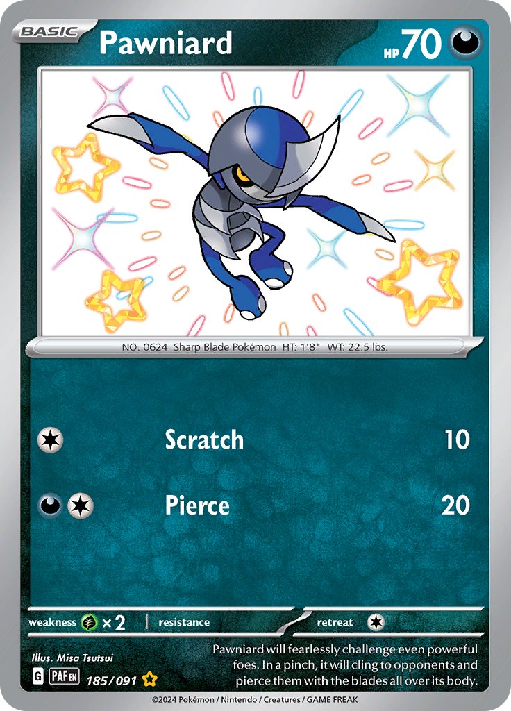 Pawniard - #185/091 - Shiny Holo Rare - Paldean Fates - EJ Cards