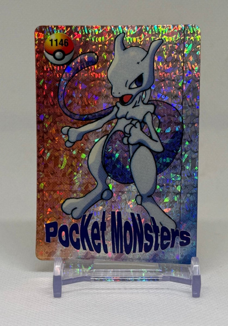 1999 Pokemon Pocket Monsters Vending Prism Holo Sticker Mewtwo 1146 Mint! - EJ Cards
