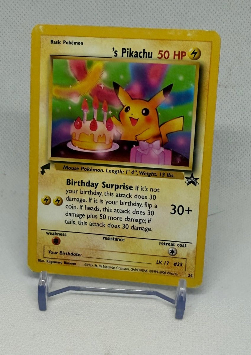 2000 Pokemon TCG Birthday Pikachu Non Holo #24 Black Star Promo (HP) - EJ Cards