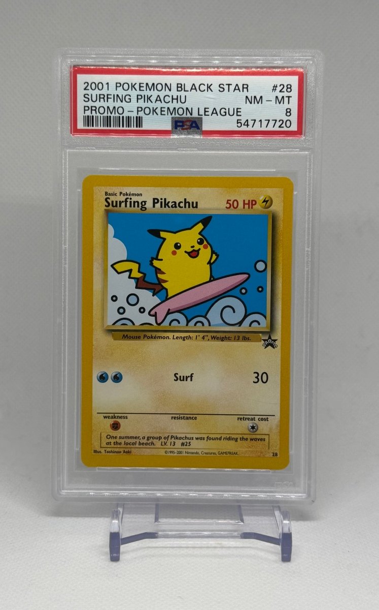 2001 Pokemon TCG Pokemon League Surfing Pikachu 28 Black Star Promo PSA 8 - EJ Cards