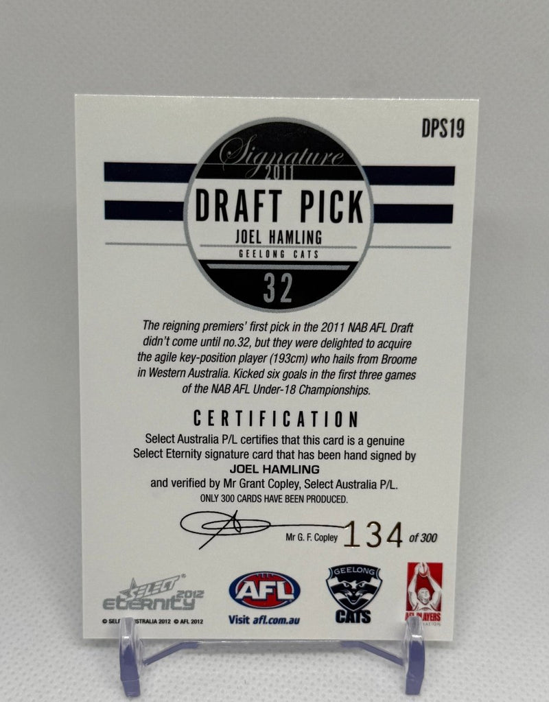 2012 Select Eternity Draft Pick Signature Joel Hamling Geelong DPS19 134/300 - EJ Cards