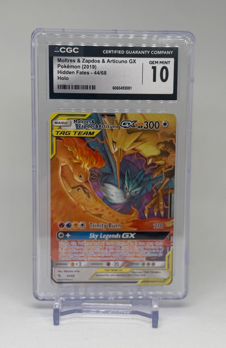 2019 Pokemon Hidden Fates Moltres & Zapdos & Articuno GX 44/68 CGC 10 - EJ Cards