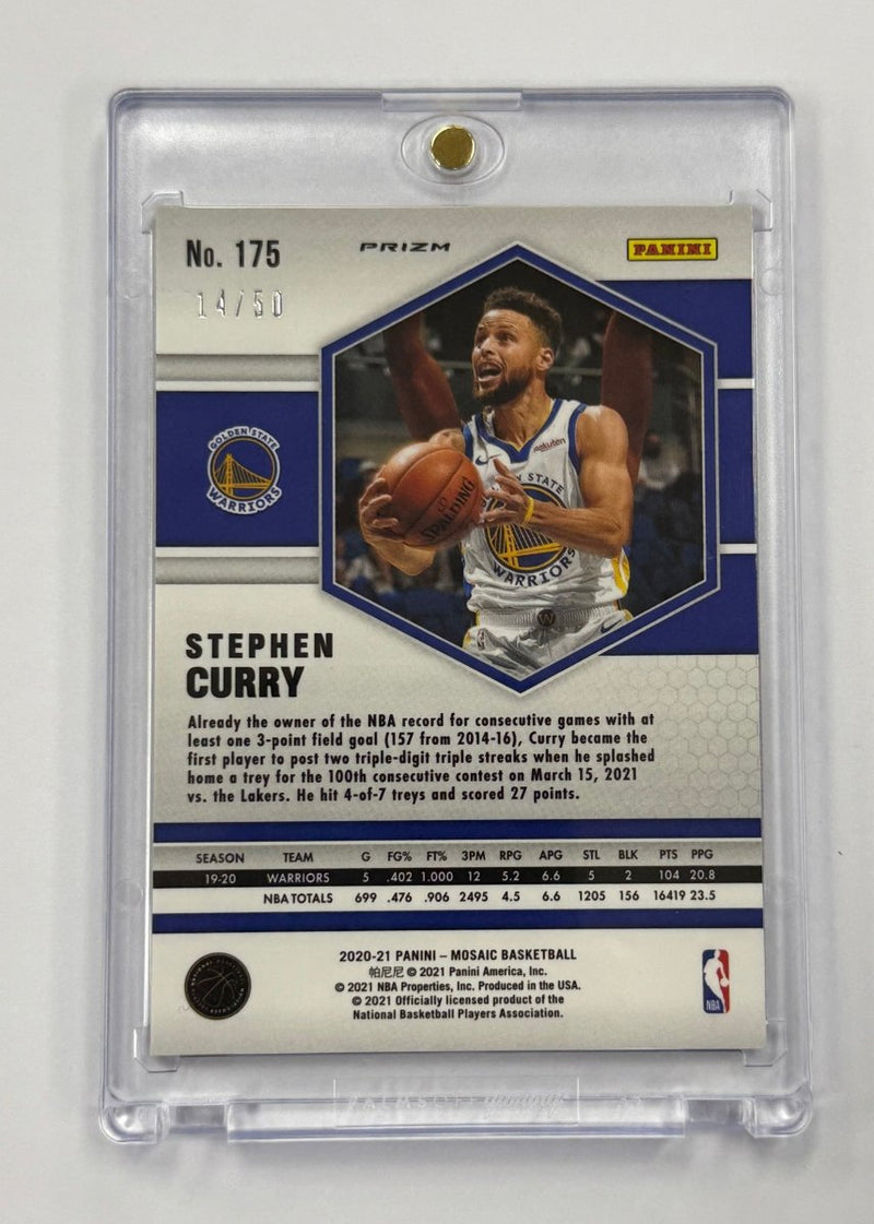 2020 Panini Mosaic Fast Break Purple Prizm Stephen Curry 175 14/50 - EJ Cards