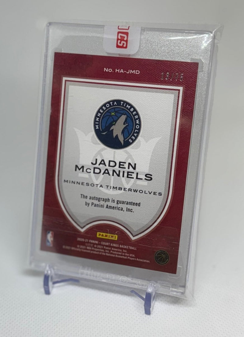 2020/21 Panini Court Kings Heir Apparent Jaden McDaniels Auto 13/75 HA - JMD - EJ Cards