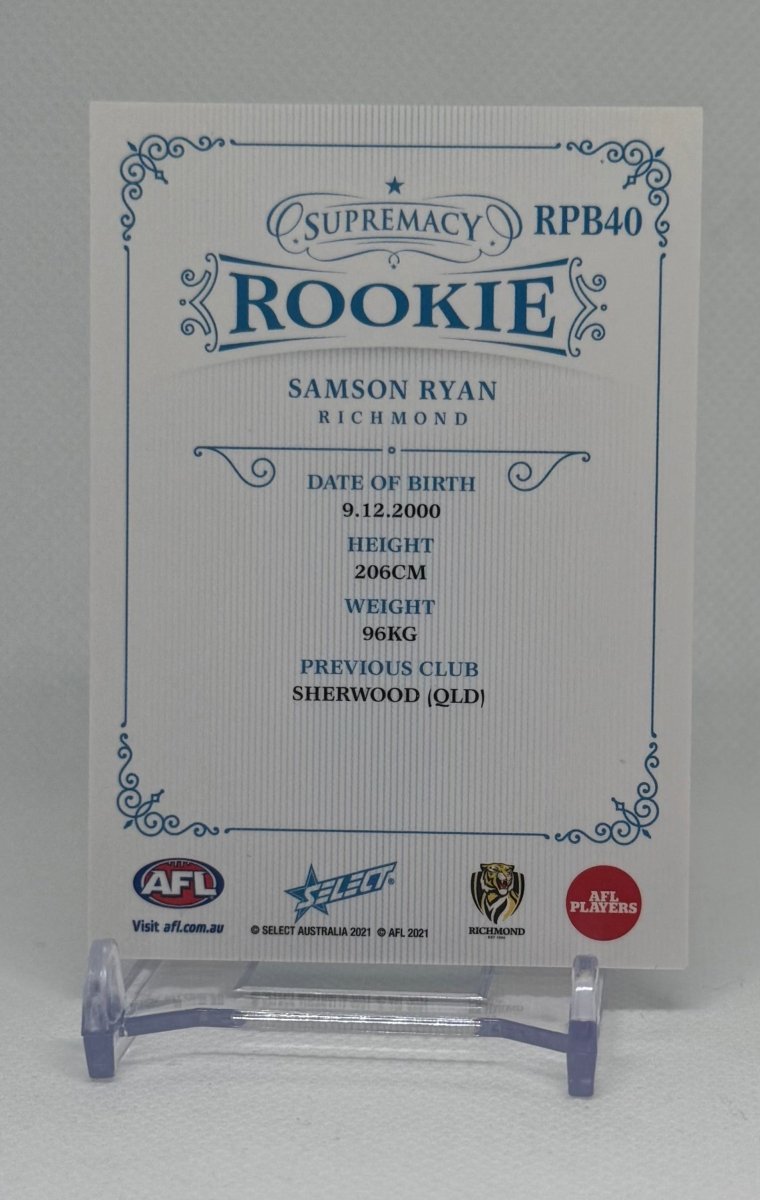 2021 AFL Supremacy Rookie Samson Ryan Richmond RPB40 48/85 - EJ Cards