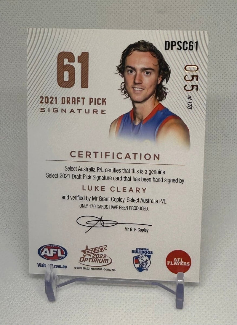 2021 Select Optimum Draft Pick Copper Signature Luke Cleary DPSC61 055/170 Western Bulldogs - EJ Cards