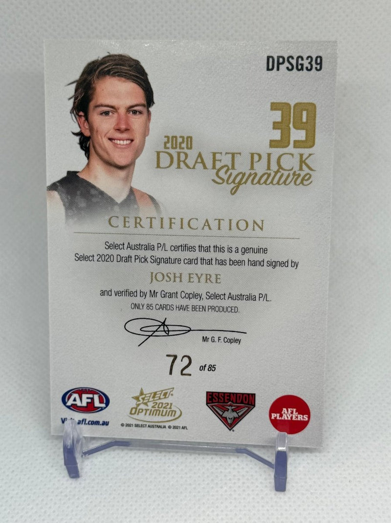 2021 Select Optimum Draft Pick Gold Signature Josh Eyre DPSG39 072/85 Essendon Collingwood - EJ Cards