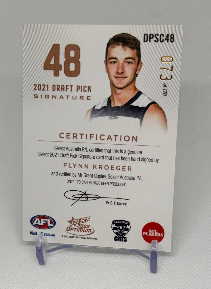 2022 Select Optimum Draft Pick Copper Signature Flynn Kroeger DPSC48 073/170 Geelong - EJ Cards