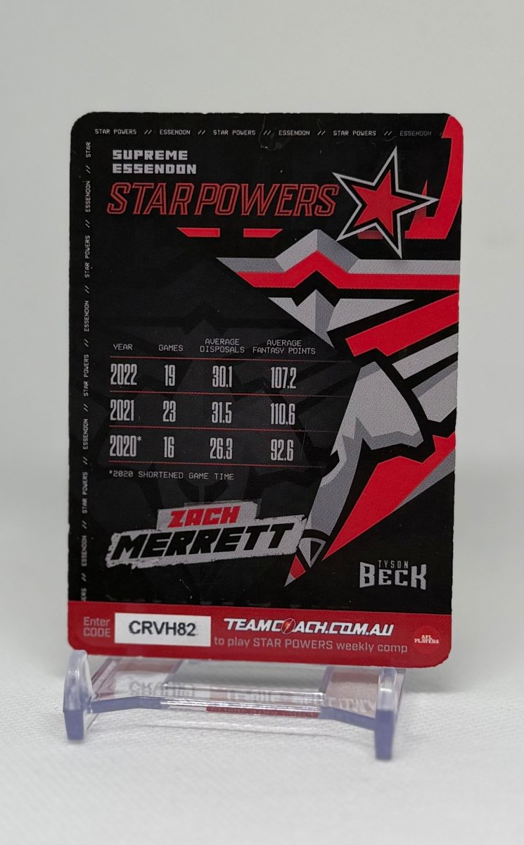 2023 Teamcoach NEON Star Powers Zach Merrett SP - 21 Essendon - EJ Cards