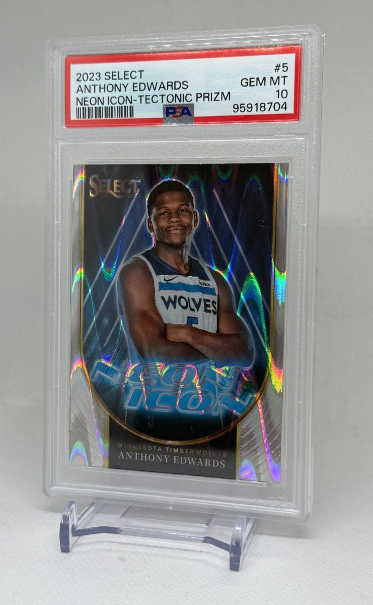 2023/24 Panini Select Neon Icon Tectonic Prizm Anthony Edwards 5 PSA 10 - EJ Cards