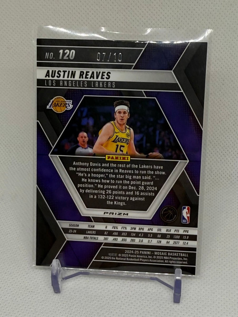 2024 - 25 Panini Mosaic Gold Prizm 120 Austin Reaves 07/10 Lakers - EJ Cards