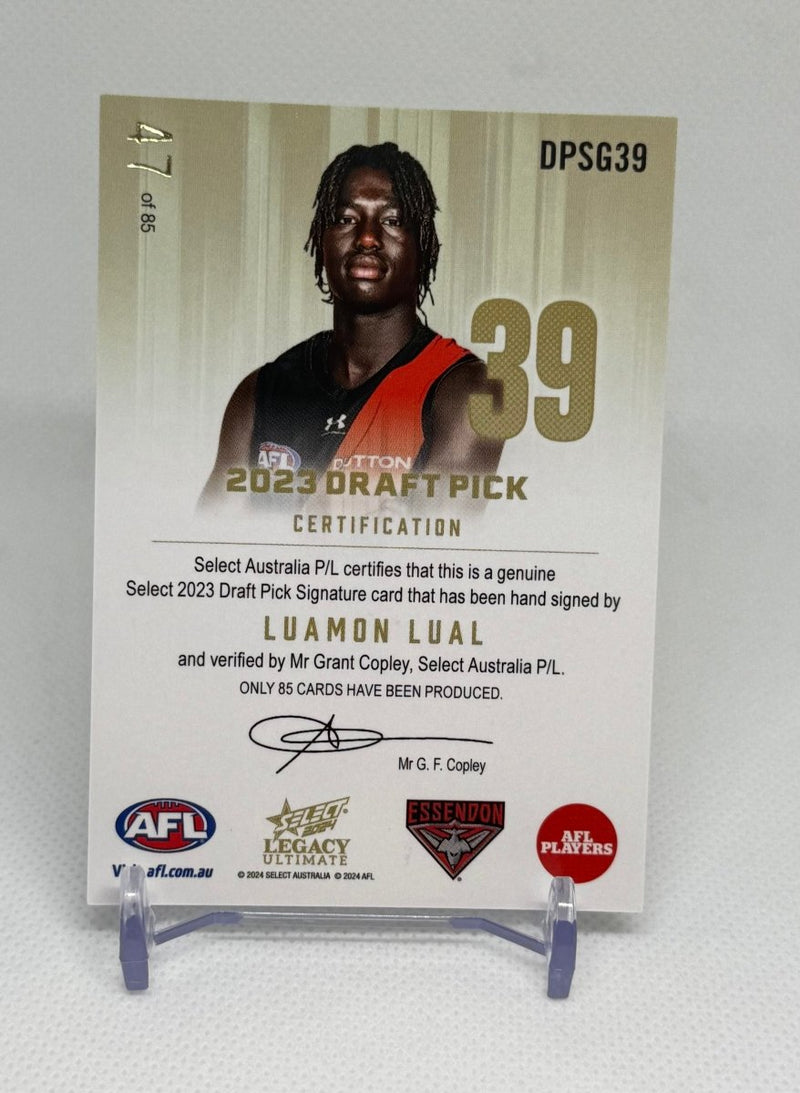2024 Select Legacy Ultimate Draft Pick Gold Signature Luamon Lual DPSG39 Essendon 47/85 - EJ Cards