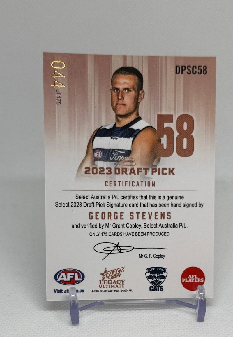 2024 Select Legacy Ultimate Draft Pick Signature George Stevens DPSC58 044/175 Geelong - EJ Cards