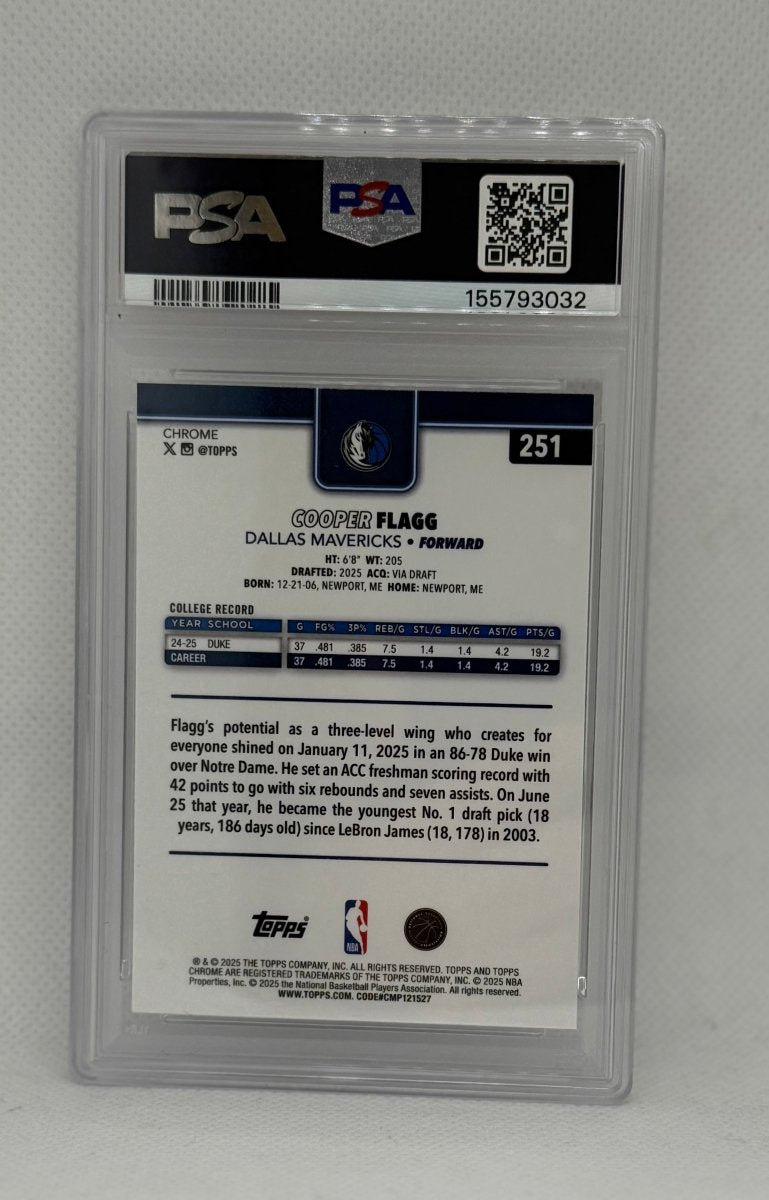 2025-26 Topps Chrome X-Fractor Cooper Flagg 251 PSA 10 - EJ Cards