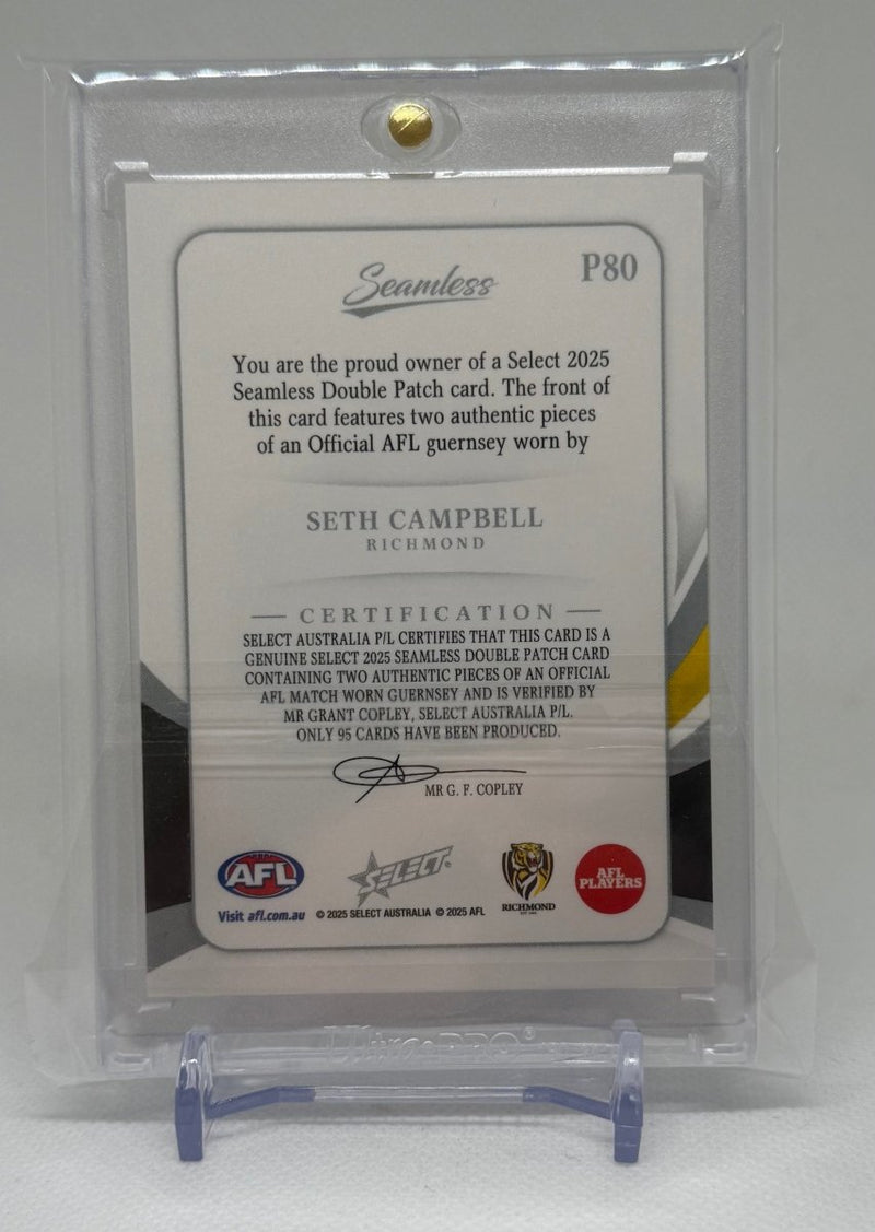 2025 AFL Select Seamless Solo Dual Patch Seth Campbell P80 77/95 - EJ Cards