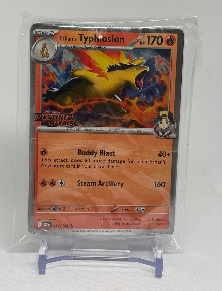 pokemon card releases 2025 2025 Pokemon TCG Destined Rivals Ethan's Typhlosion Pre Release Stampe – EJ Cards
