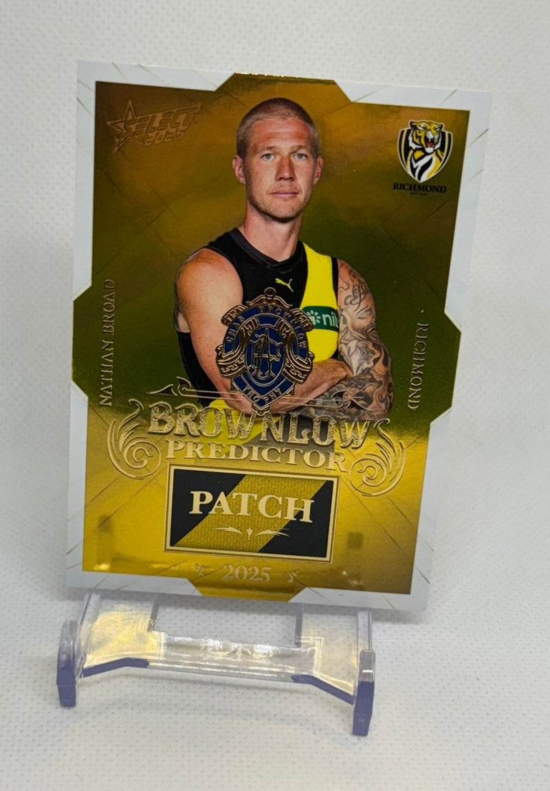 2025 Select Footy Stars Brownlow Patch Predictor Nathan Broad Richmond 210/220 - EJ Cards