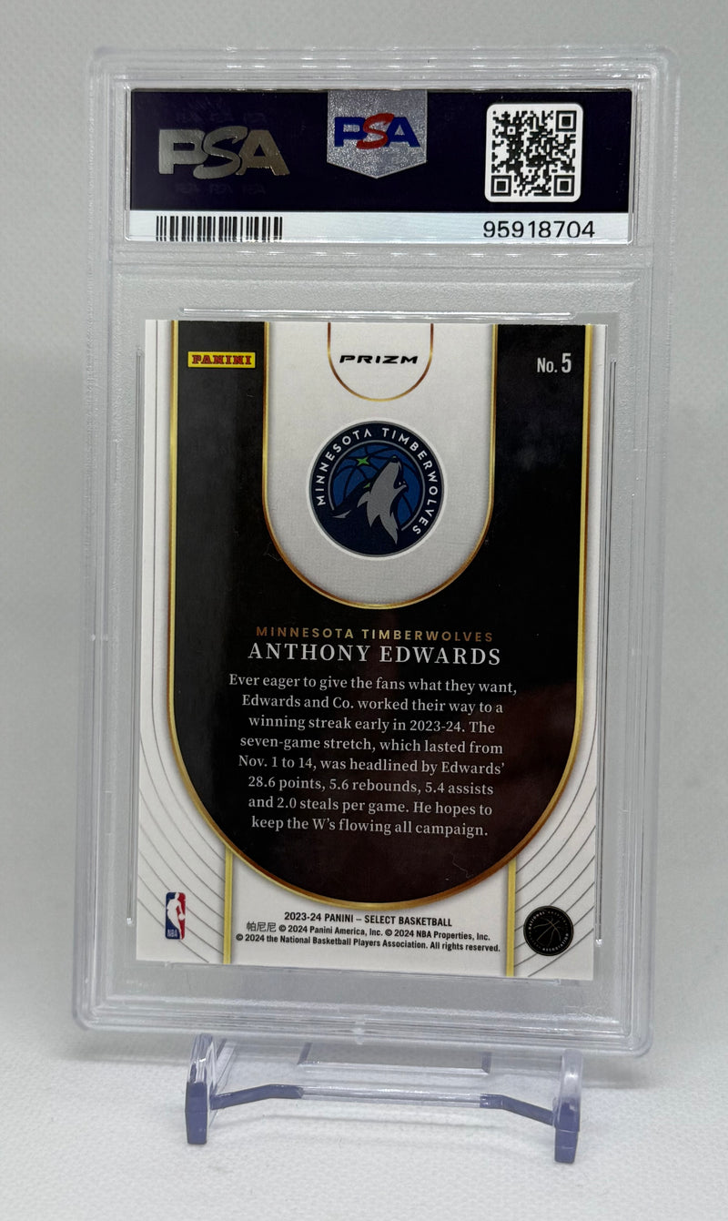 2023/24 Panini Select Neon Icon Tectonic Prizm Anthony Edwards #5 PSA 10