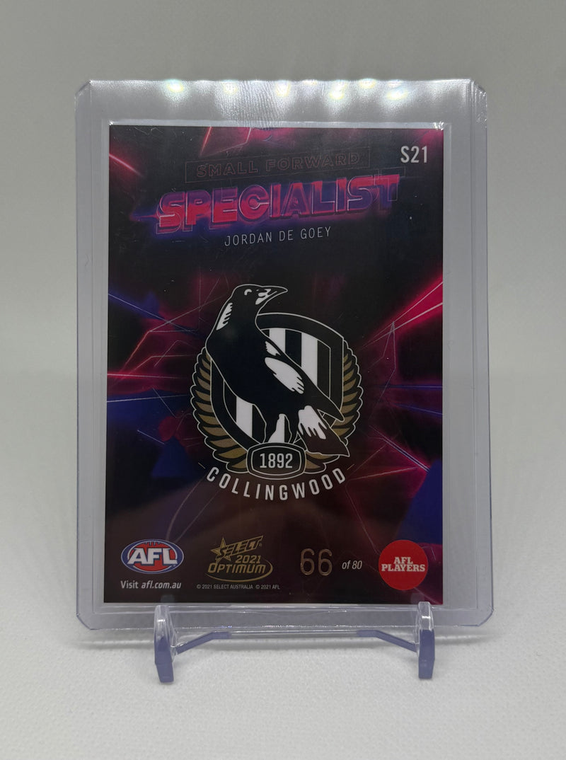2021 Select Optimum Specialist Jordan De Goey S21 #66/80 Collingwood