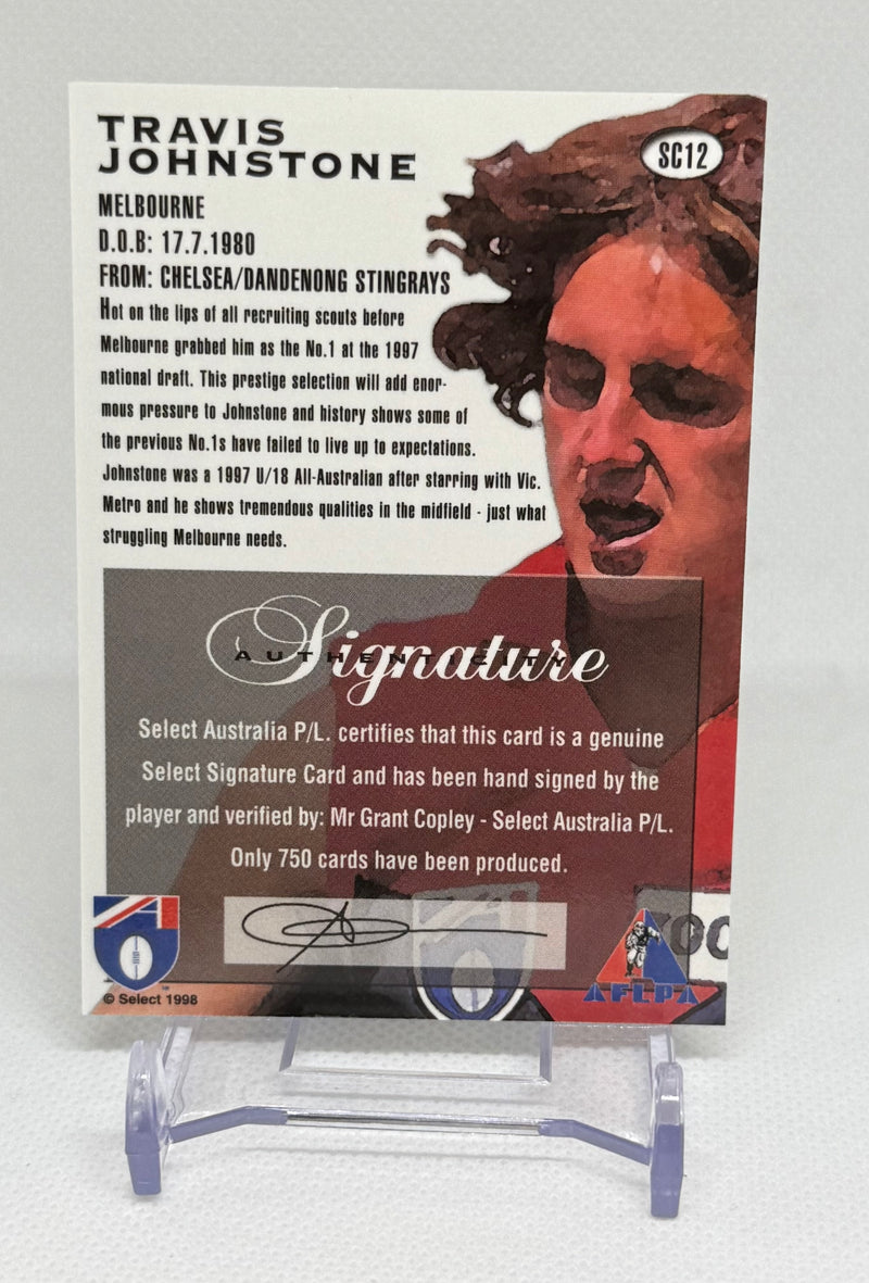 1998 Select Draft Pick Signatures Travis Johnstone SC12 Melbourne