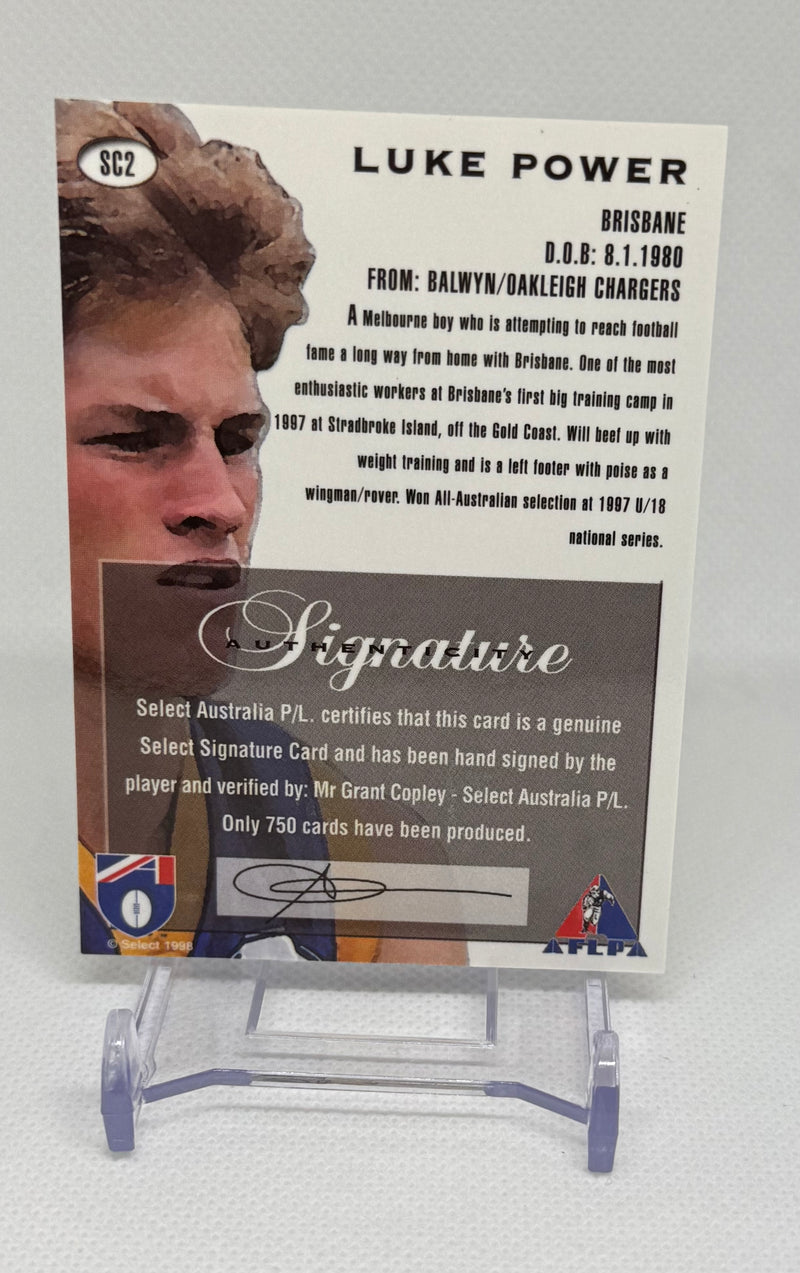 1998 Select Draft Pick Signatures Luke Power SC2 Brisbane