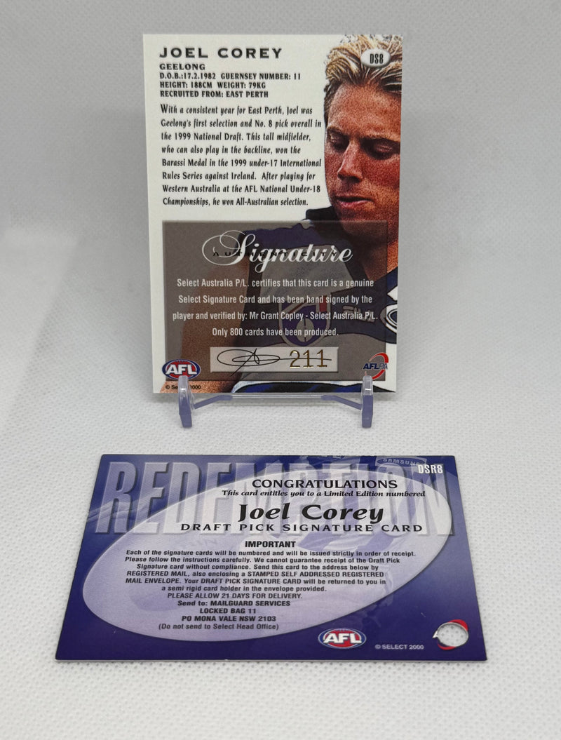 2000 Select Y2K Draft Pick Signature Redemption Joel Corey DS8 Geelong #211/800