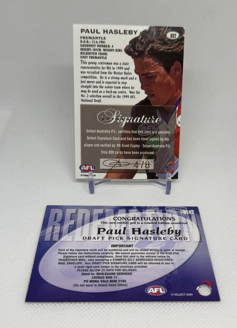 2000 Select Y2K Draft Pick Signature Paul Haselby DS2 Freemantle #478/800