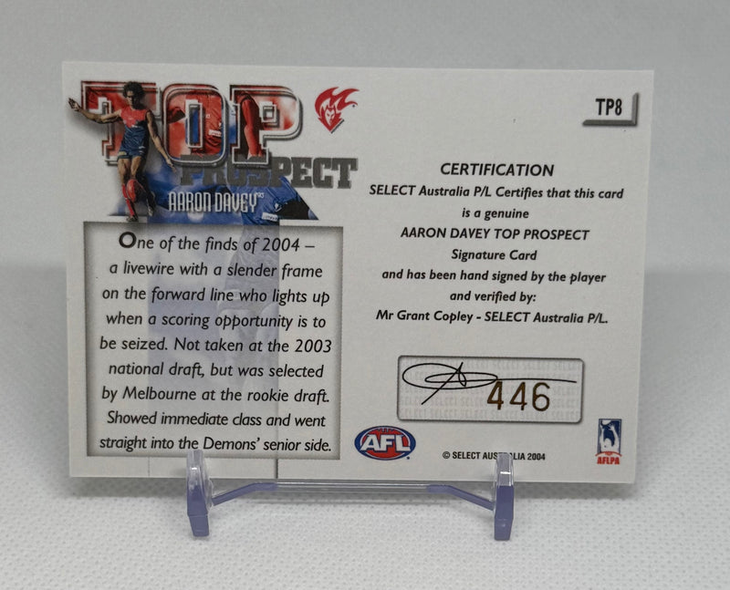 2004 Select Ovation Draft Top Prospect Signature Aaron Davey TP8 #446 Melbourne