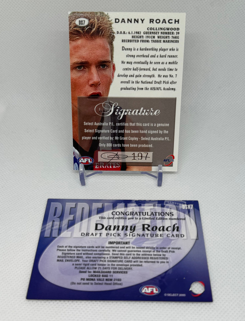 2000 Select Y2K Draft Pick Signature Danny Roach DS7 Collingwood #197/800