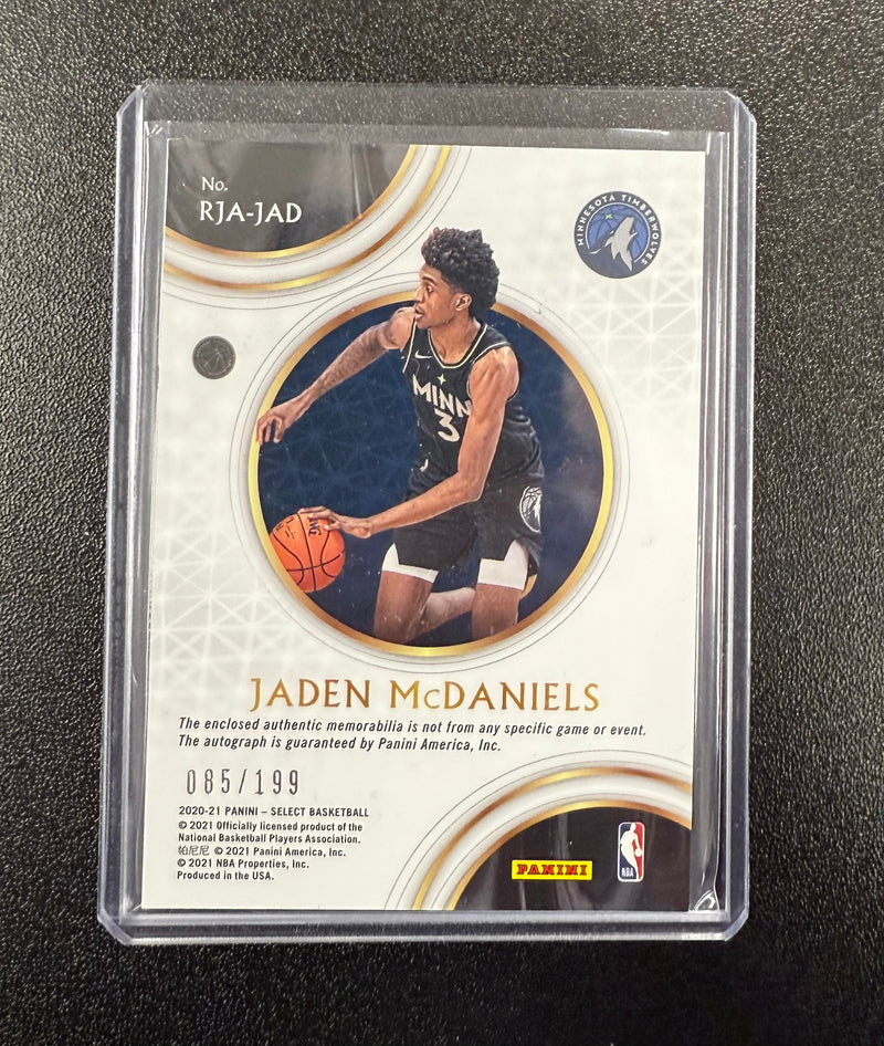 2020-21 Panini Select Rookie Jersey Auto Jaden McDaniels RJA-JAD #085/199