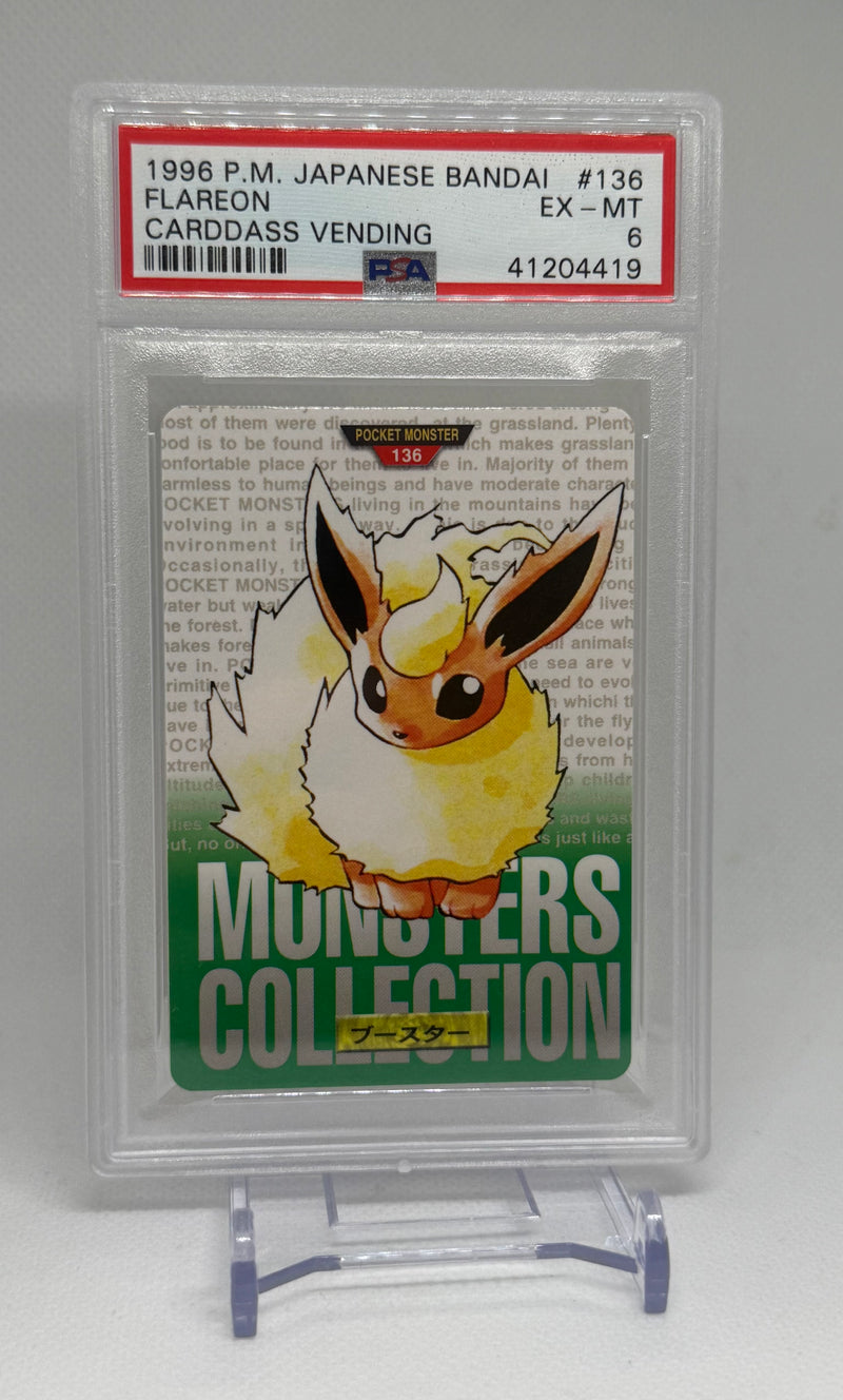 1996 Japanese Bandai Carddass Vending Flareon #136 PSA 6