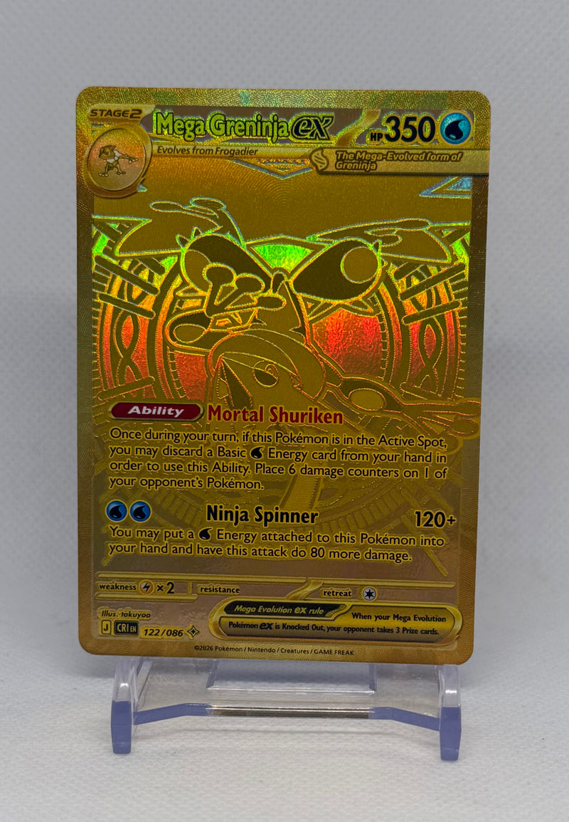 2026 Pokemon TCG Chaos Rising Mega Greninja ex #122/086 Gold Hyper Rare