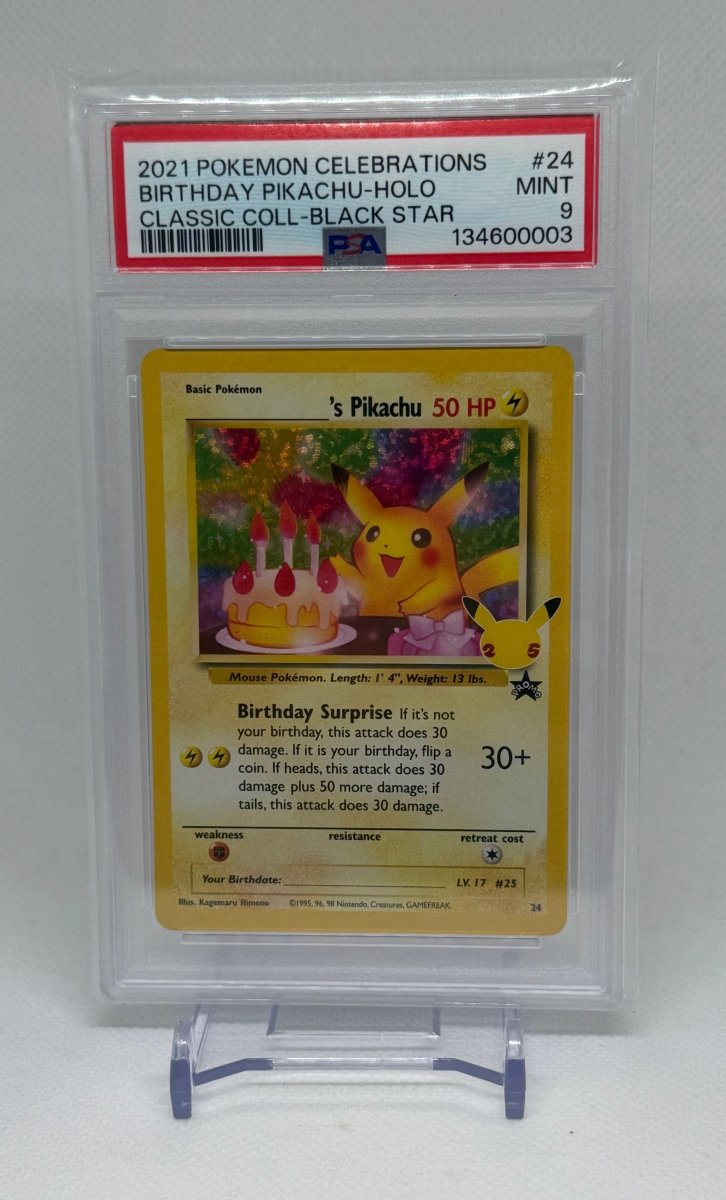 Pokemon TCG Celebrations Birthday Pikachu Black Star Promo 24 PSA 9 - EJ Cards