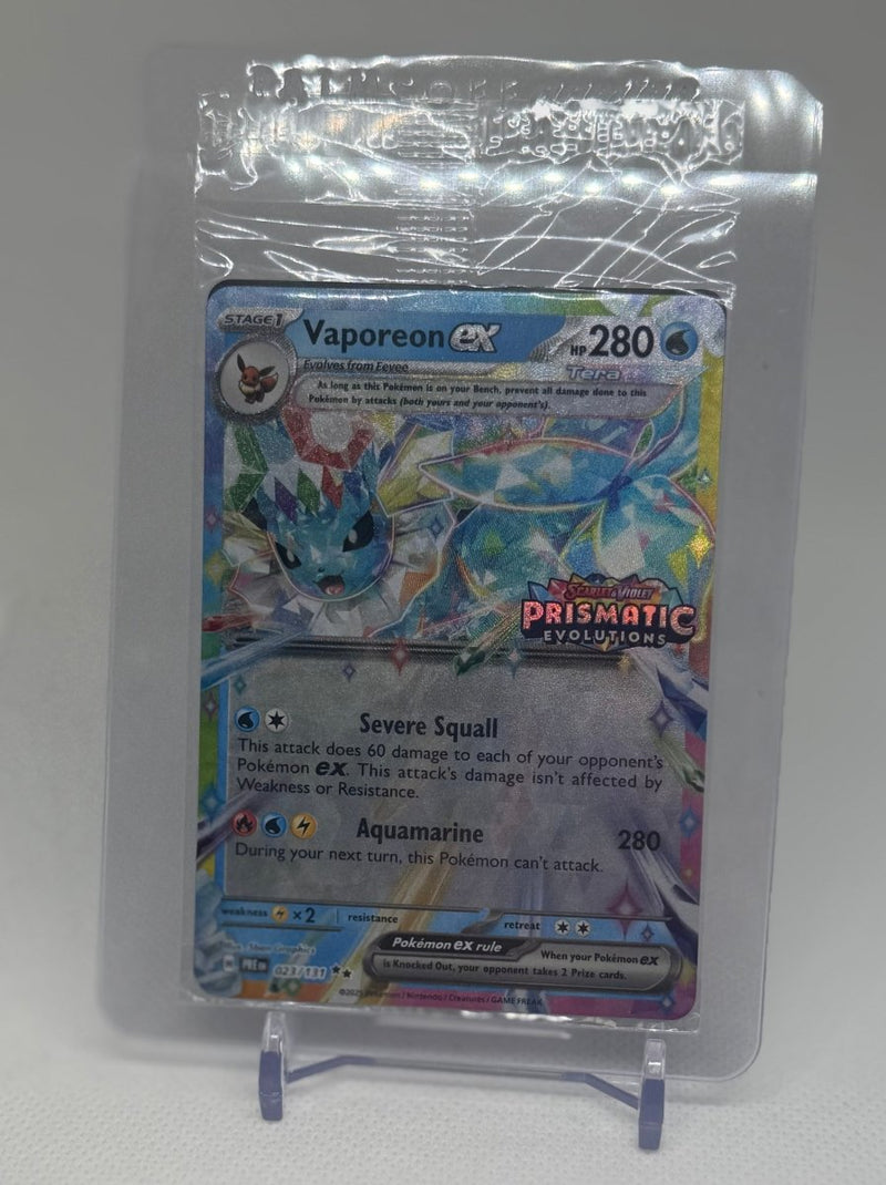 Pokemon TCG Vaporeon ex Ex Prismatic Evolutions Stamped Promo 023/131 (Sealed) - EJ Cards