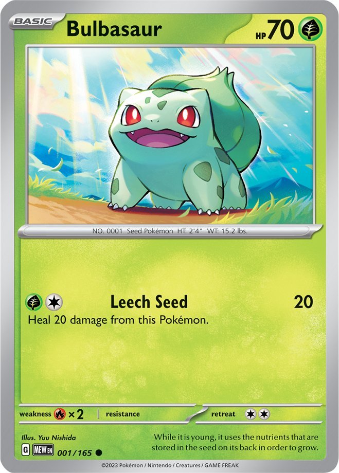 #001/165 - Bulbasaur - Reverse Holo - 151 - EJ Cards