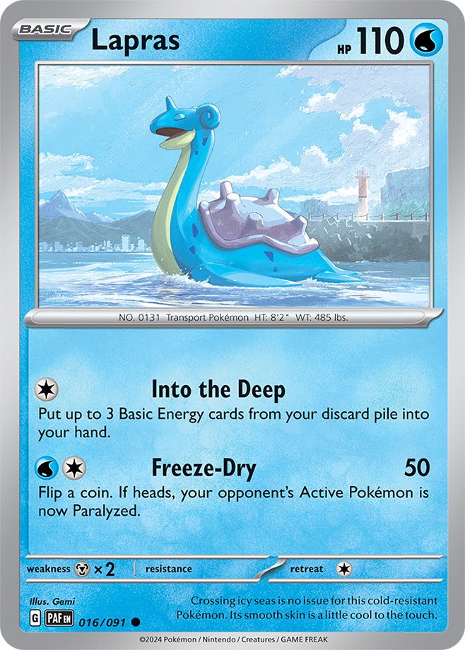#016/091 - Lapras - Reverse Holo - Paldean Fates - EJ Cards
