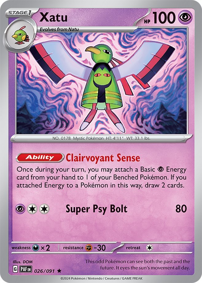 #026/091 - Xatu - Holo Rare - Paldean Fates - EJ Cards