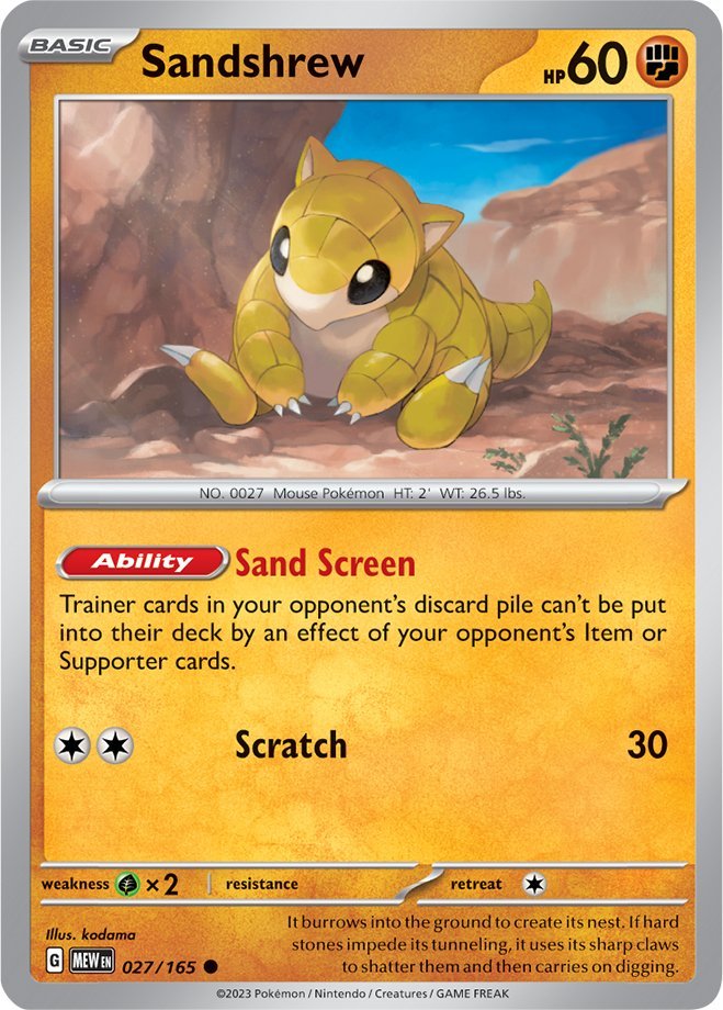 #027/165 - Sandshrew - Reverse Holo - 151 - EJ Cards