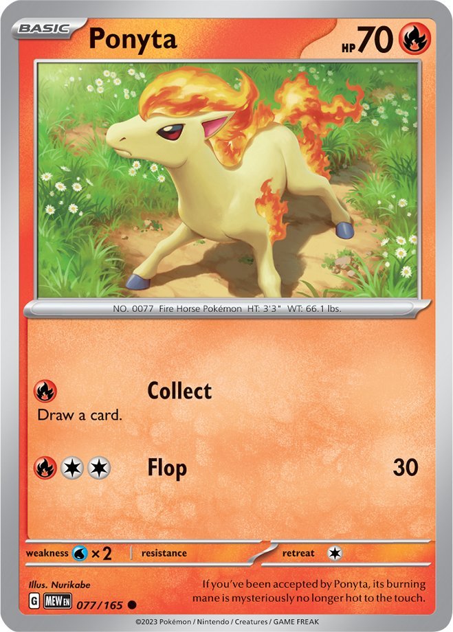 #077/165 - Ponyta - Reverse Holo - 151 - EJ Cards