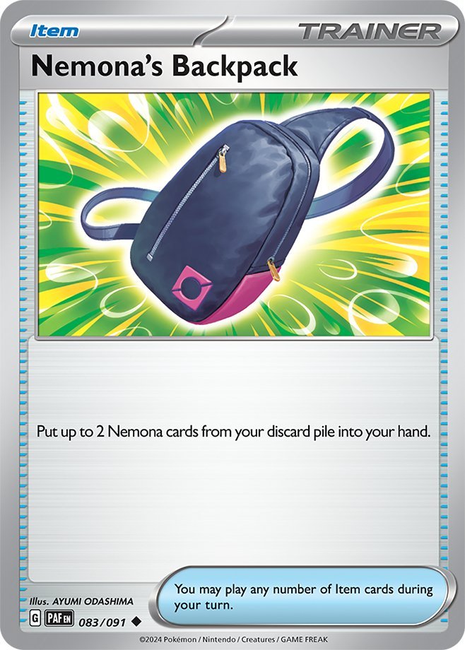#083/091 - Nemona’s Backpack- Reverse Holo - Paldean Fates - EJ Cards