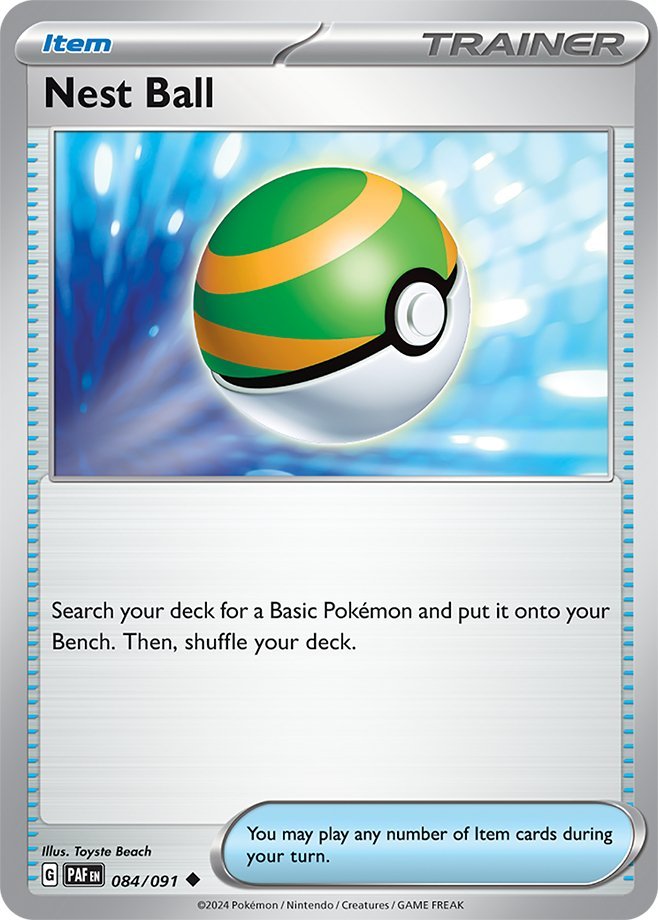 #084/091 - Nest Ball- Reverse Holo - Paldean Fates - EJ Cards