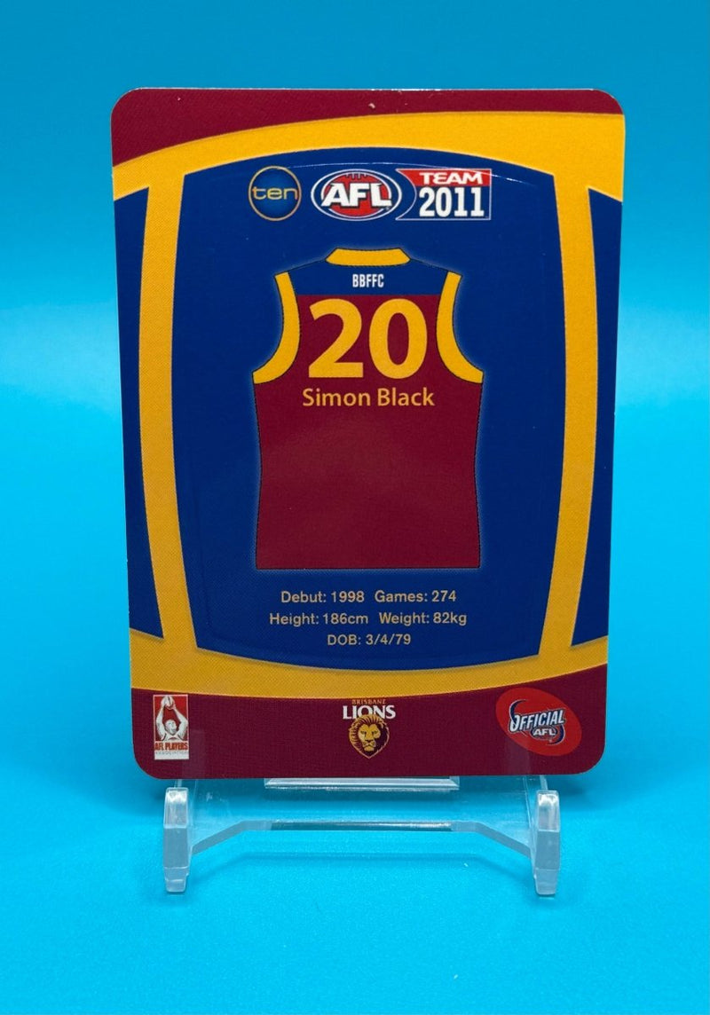 2011 Teamcoach Prize Card Simon Black Brisbane - EJ Cards