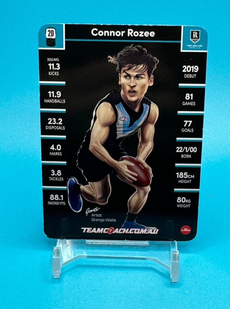 Connor Rozee Signature 2023 AFL Teamcoach Star Wildcard Connor Rozee SW-13 – EJ Cards
