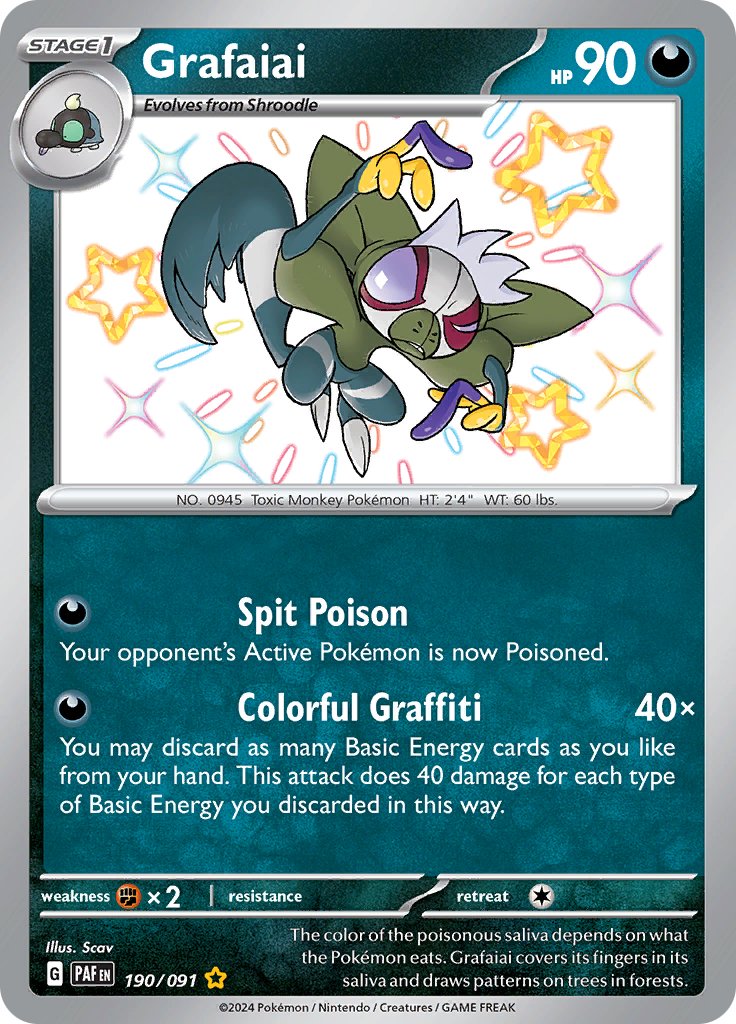 Grafaiai - #190/091 - Shiny Holo Rare - Paldean Fates - EJ Cards